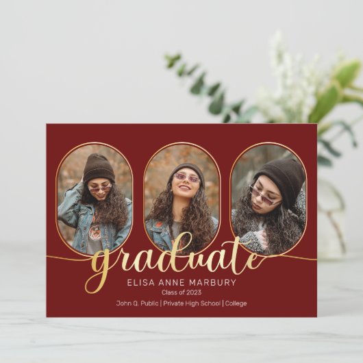 Einzigartiges Oblong 4 Foto Collage Abschluss Anno Ankündigung (Stehend Vorderseite)