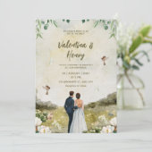 Einzigartiges Paar Illustration Hochzeit Einladung (Stehend Vorderseite)