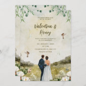 Einzigartiges Paar Illustration Hochzeit Einladung (Vorne/Hinten)