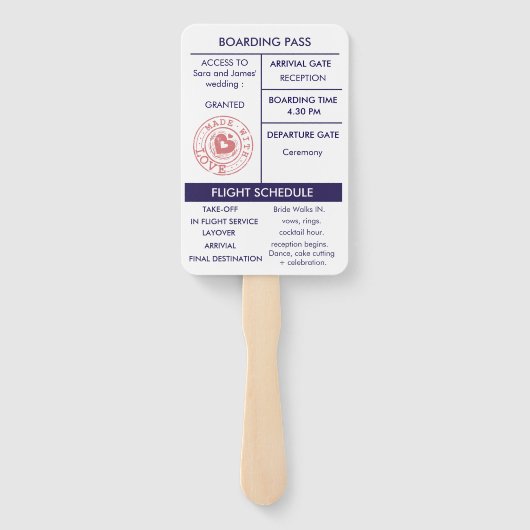 Einzigartiges Passport-Programm für Blaue Hochzeit Fächer (Rückseite)