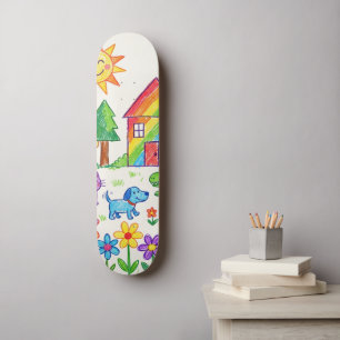 Einzigartiges personalisiertes Kunstwerk Ihres Kin Skateboard