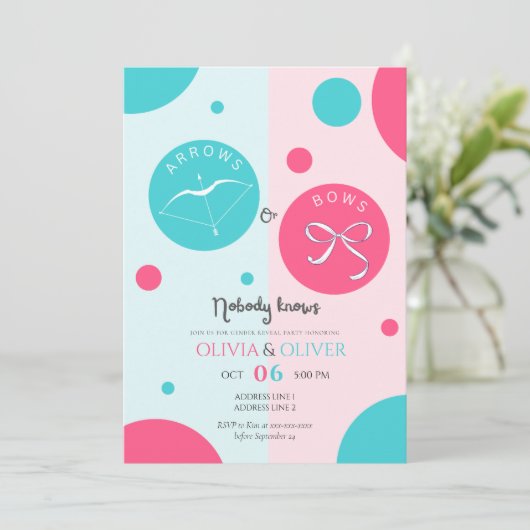 Einzigartiges Pfeile- oder Bogen-Geschlecht Einladung (Stehend Vorderseite)