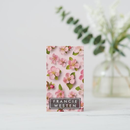 Einzigartiges Pink Florals Blume Muster Fotografie Visitenkarte (Stehend Vorderseite)