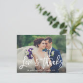 einzigartiges Pinselskript Hochzeit danke Fotokart Postkarte (Stehend Vorderseite)