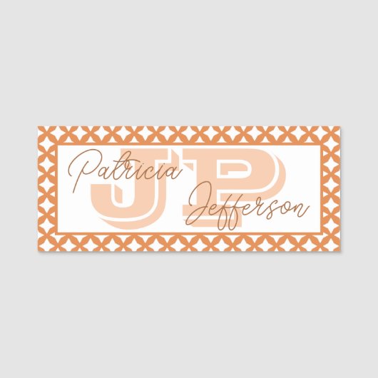 Einzigartiges Porsche Orange Mesh Border elegantes Namensschild (Vorderseite)