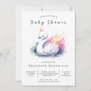 Einzigartiges Printable Swan Baby Dusche Einladung