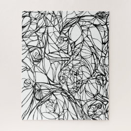 einzigartiges PUZZLE handgezeichnete Linienkunst, 