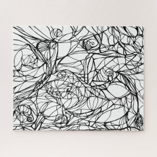 einzigartiges PUZZLE handgezeichnete Linienkunst,