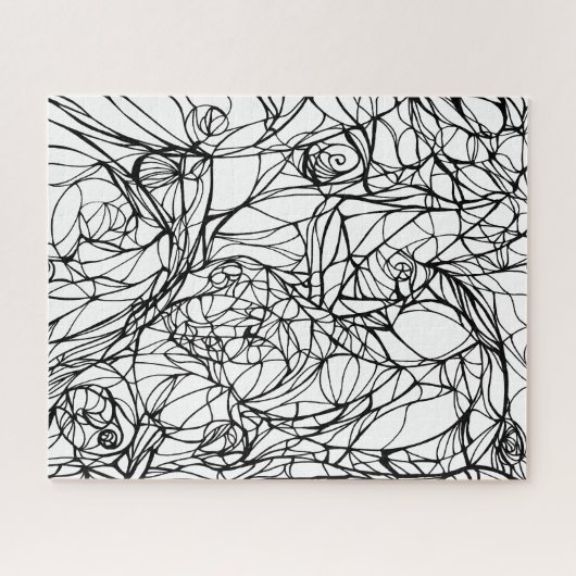einzigartiges PUZZLE handgezeichnete Linienkunst, (Horizontal)