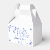 Einzigartiges Quirky Hand Drawn Blue French Bow Fo Geschenkschachtel (Rückseite)