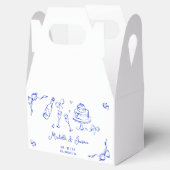 Einzigartiges Quirky Hand Drawn Blue French Bow Fo Geschenkschachtel (Geöffnet)