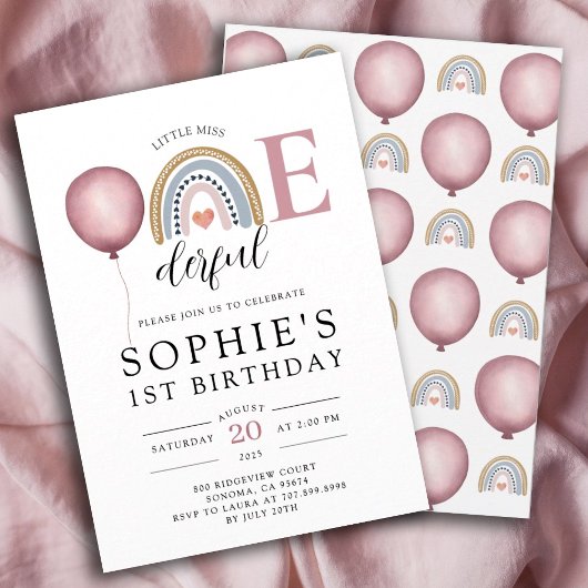 Einzigartiges Rainbow Girl's 1. Geburtstag Einladung