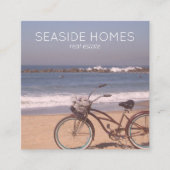 Einzigartiges Real Anwesen Agent Beach Surf Bike F Quadratische Visitenkarte (Vorderseite)