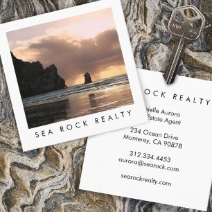 Einzigartiges Real Anwesen Agent Rocks Ocean Beach Quadratische Visitenkarte