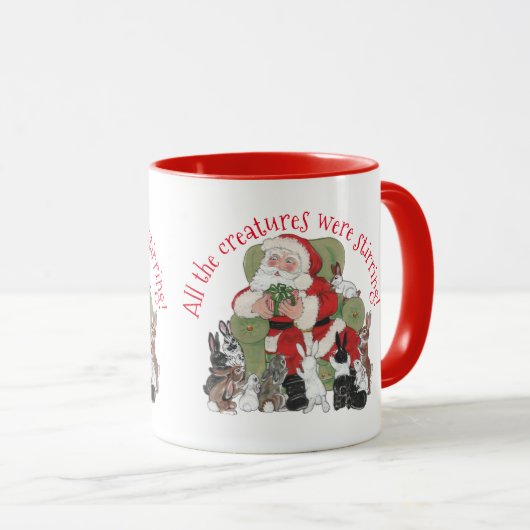 Einzigartiges Red Santa Bunny Rabbit Weihnachten Tasse (VorderseiteRechts)