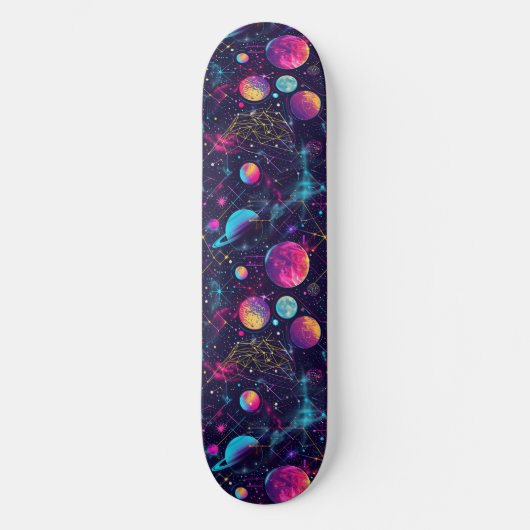 Einzigartiges Retro 80er Astrologie Design Skatebo Skateboard (Vorderseite)
