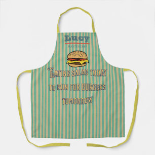 Einzigartiges Retro-Burger-Monogramm mit humorvoll Schürze