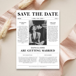 Einzigartiges Retro Newspaper Budget Hochzeitsfest Save The Date