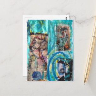 Einzigartiges Retro-Pferd, Esel und eine Puppe Mix Postkarte