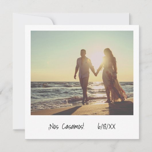 Einzigartiges Retro-Sofort-Foto Spanische Hochzeit Einladung (Vorderseite)