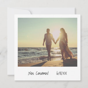 Einzigartiges Retro-Sofort-Foto Spanische Hochzeit Einladung