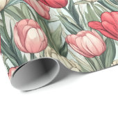 Einzigartiges Retro Tulip Wrapping Paper Geschenkpapier (Rolleneckpunkt)