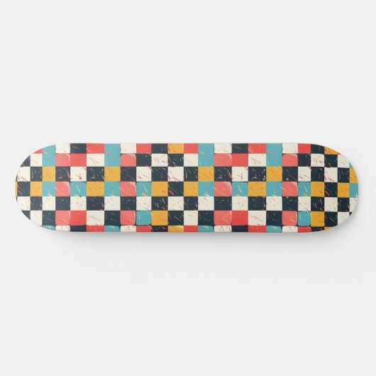 Einzigartiges Retro Y2K Schachbrett Design Skatebo Skateboard (Horizontal)