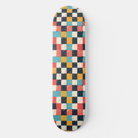 Einzigartiges Retro Y2K Schachbrett Design Skatebo Skateboard (Vorderseite)