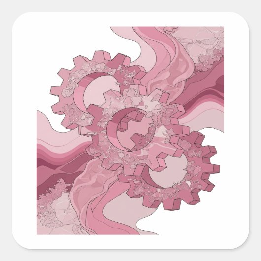 Einzigartiges rosa abstraktes Label-Design Quadratischer Aufkleber (Vorderseite)