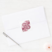 Einzigartiges rosa abstraktes Label-Design Quadratischer Aufkleber (Umschlag)