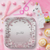 Einzigartiges rosa Blatt Pappteller (Party)