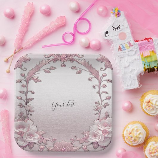 Einzigartiges rosa Blatt Pappteller (Party)