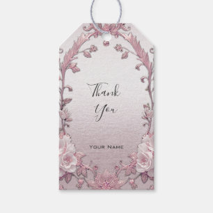 Einzigartiges rosa Blumengeschenk Tag Geschenkanhänger