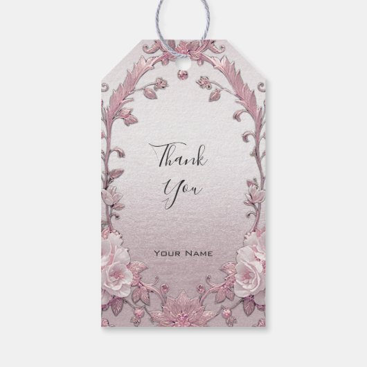 Einzigartiges rosa Blumengeschenk Tag Geschenkanhänger (Rückseite)