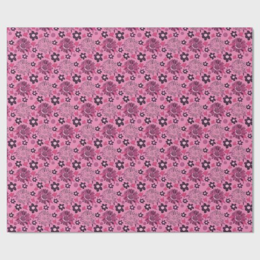 Einzigartiges rosa Blumenmuster Geschenkpapier (Flach)