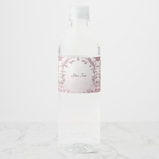 Einzigartiges rosa Blumenwasser Flasche Etikett (Vorderseite)
