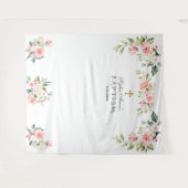 Einzigartiges Rosa Blush Bloral Taufe Foto Prop. Wandteppich (Vorderseite (Horizontal))