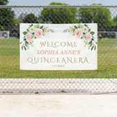 Einzigartiges rosa Blütenblütenblatt Quinceañera B Banner (Insitu)