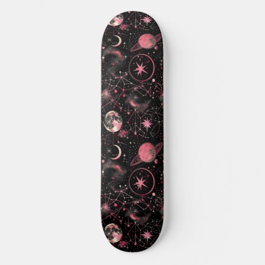 Einzigartiges rosa Kunsthandwerk Design Skateboard (Vorderseite)