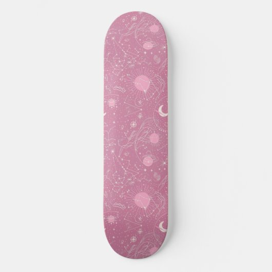 Einzigartiges rosa Kunsthandwerk Design Skateboard (Vorderseite)