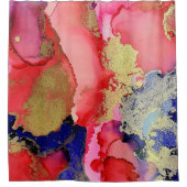 Einzigartiges Rosa Lila-Gold-Metallic Duschvorhang (Vorderseite)