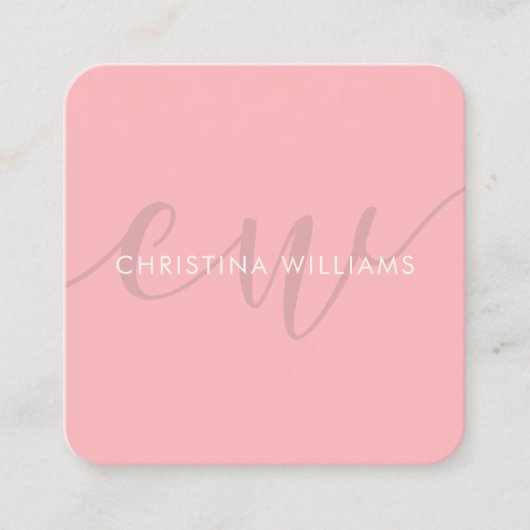 Einzigartiges Rosa Modernes Minimalistisches Beruf Quadratische Visitenkarte (Vorderseite)