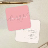 Einzigartiges Rosa Modernes Minimalistisches Beruf Quadratische Visitenkarte