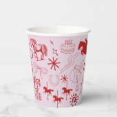 Einzigartiges Rosa Pferdchen Pferderennfahrer Pony Pappbecher (Links)