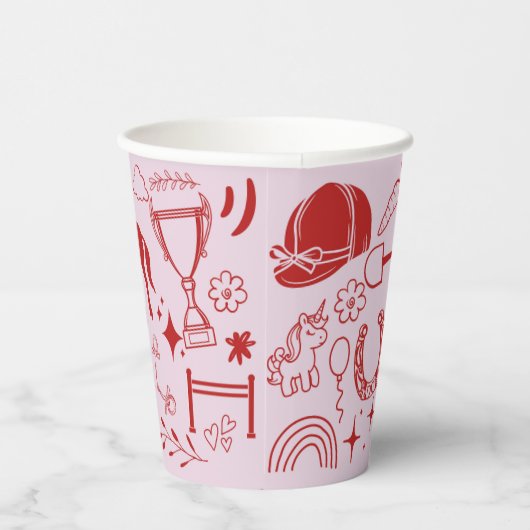 Einzigartiges Rosa Pferdchen Pferderennfahrer Pony Pappbecher (Rechts)