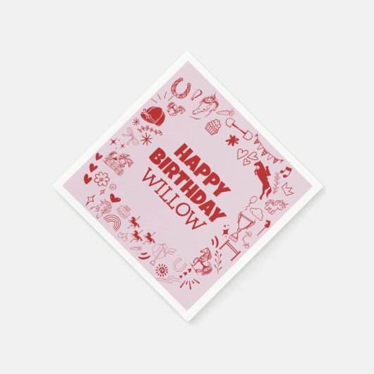 Einzigartiges Rosa Pferdchen Pferderennfahrer Pony Serviette (Ecke)