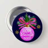 Einzigartiges rosa Ribbon Bauble Button (Vorne & Hinten)