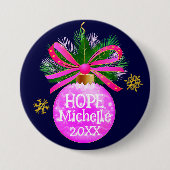 Einzigartiges rosa Ribbon Bauble Button (Vorderseite)