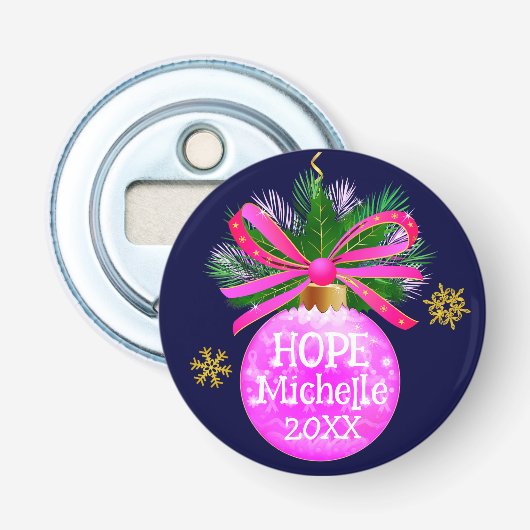 Einzigartiges rosa Ribbon Bauble Flaschenöffner (Vorderseite)