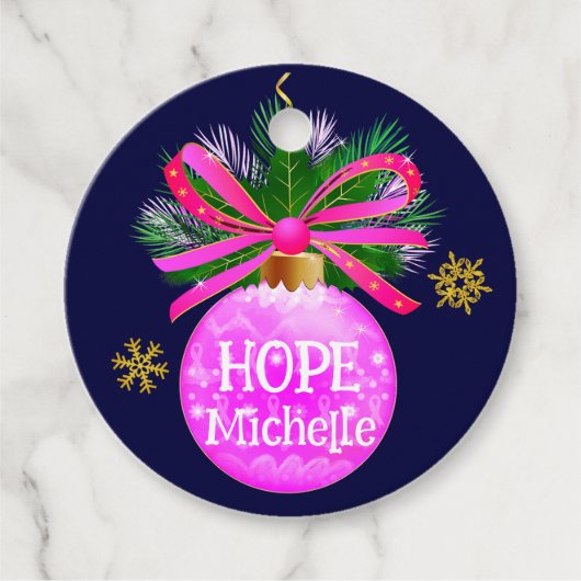 Einzigartiges rosa Ribbon Bauble Geschenkanhänger (Vorderseite)